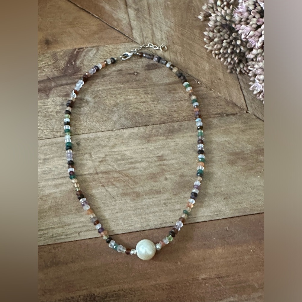 Multi Gemstone Faceted Round Choker Necklace